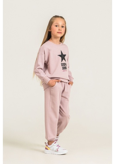 U.S. Polo Assn. Kız Çocuk Baskılı Pembe Uzun Kol Eşofman Takımı Us2719-c-v2 Us2719-c-v2
