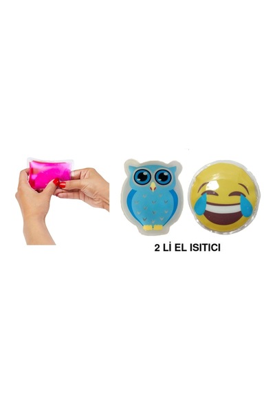 Gülen Emoji Mavi Baykuş Cep Sobası,el Isıtıcı,2 Adet Sıcak Su Tor