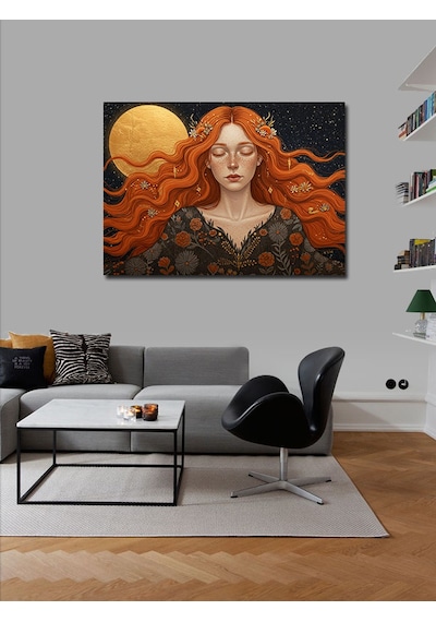 Kanvas Tablo Ay Ve Kızıl Saçlar