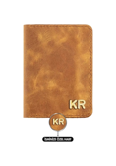 Twingold İsme Özel Pasaport Kılıfı - %100 Rainbow Deri - Ak02003 - Camel Camel