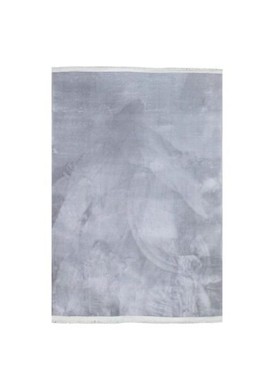 Saçaklı Kalın Yumuşak Kaymaz Taban Açık Gri Peluş Halı, 150 X 230 Standart