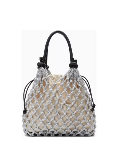 3.1 Phillip Lim Gümüş Makrome Pamuklu Mini Çanta Şık Ve Sanatsal Tasarım, 29x24x10 Cm El Çantası
