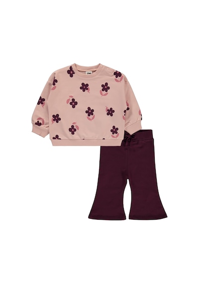 Civil Baby Çiçek Empirme Basic 6-18 Ay Takım - Pembe Pudra Pembesi