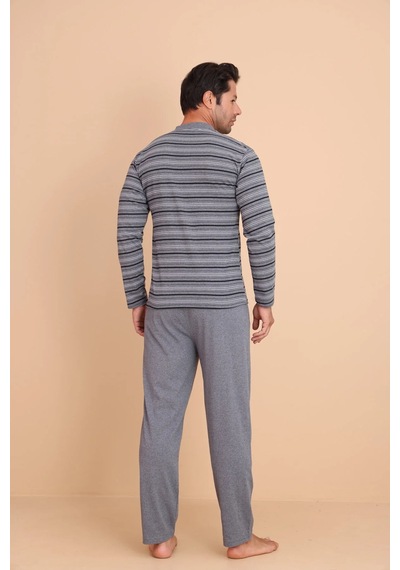 Redline Hunt Regular Erkek Uzun Kol Pijama Takımı Açık Gri