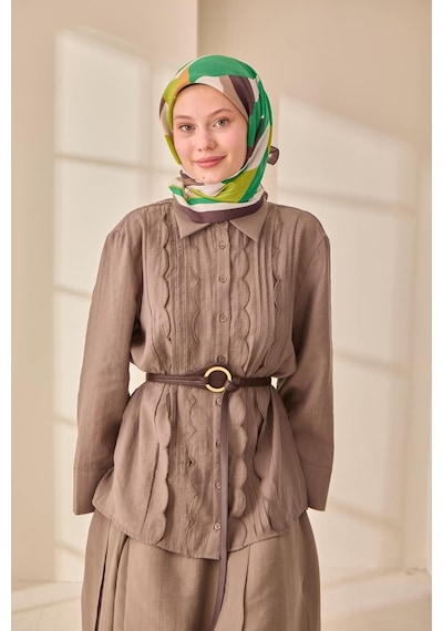 Silk Home Aura Eşarp 140001-03 Acı Kahve, Vizon, Yeşil, Hardal, Fıstık Yeşili