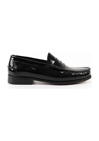 Tuna Hakiki Deri Siyah Açma Unisex Kösele Loafer Ayakkabı - K670 Siyah