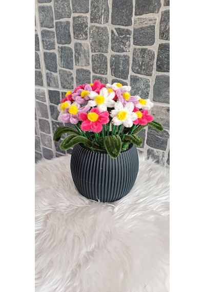 Saksılı Masa Çiçeği Renkli Papatya Buketi Geçmiş Olsun Çiçeği, Yeni İşin Hayırlı Olsun Çiçeği.. Çok Renkli