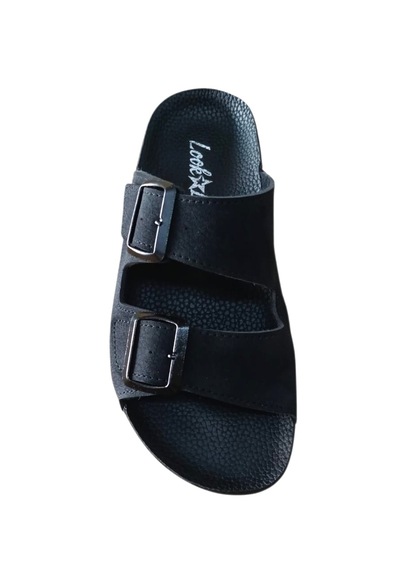 Look Life S030-002 Unisex İki Tokalı Comfort Terlik Siyah