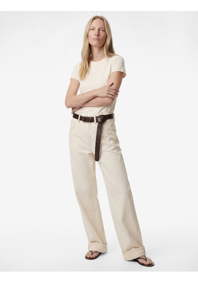 Koton Slim Fit Kısa Kollu Bisiklet Yaka Pamuklu Tişört Ekru 6sak50261ek Ekru
