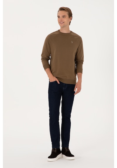 U.S. Polo Assn. Erkek Regular Fit Bisiklet Yaka Haki İnce Basic Sweatshirt 50313752-VR027 U.S. Polo Assn. Erkek Regular Fit Bisiklet Yaka Haki İnce Basic Sweatshirt 50313752-VR027
