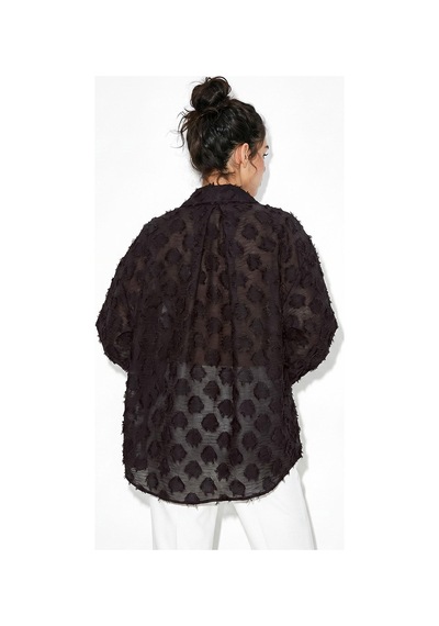 Shade Kadın Kabartmalı Desenli Transparan Dokulu Oversize Pamuklu Gömlek 218 60286235 - Acı Kahve Kahverengi