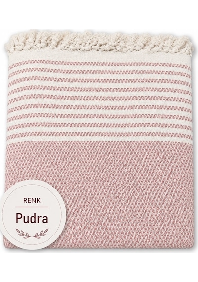 Pamuklu Kaymaz Hasır Dokuma Koltuk Örtüsü 180x220 - Pudra