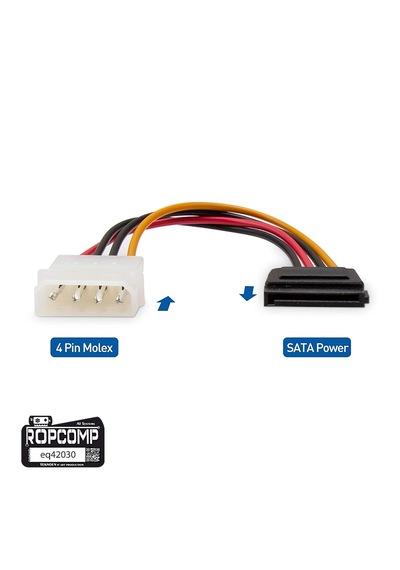 Ropcomp 4-pin Molex Erkek - 15-pin Sata Güç Dönüştürücü Kablo 20 Cm