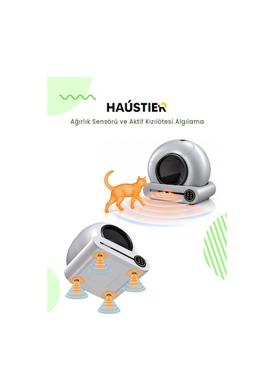 Msp01 Gri Akıllı Otomatik Kedi Tuvaleti, App Kontrol, 65lt Hazne, 9lt Atık Haznesi,iyonizer Kötü Koku Giderici