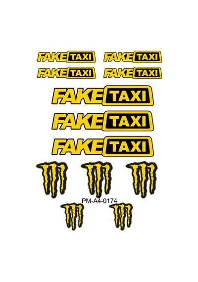 Motosiklet Stıcker Seti Fake Taxı Tasarımlı 01 Nötr