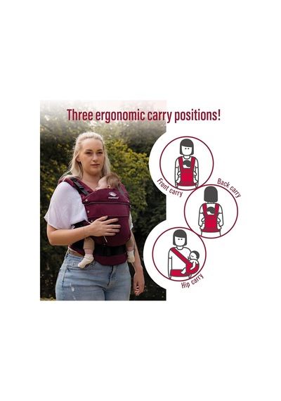 Manduca First Ergonomik Bebek Taşıyıcı 3 Taşıma Pozisyonu, Ayarlanabilir ve Konforlu Portbebe Bordo Tek Ebat