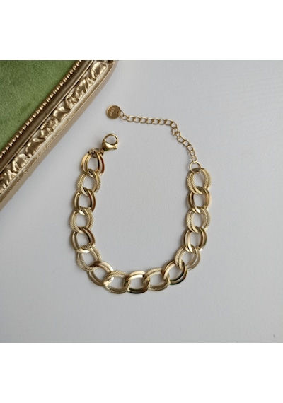 Lente Aksesuar Kadın Gold Çelik Samanyolu Model Dokulu Zincir Bileklik Gold