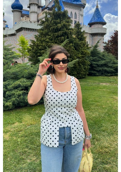Gigi Wardrobe Bella Noir Bluz Beyaz Beyaz