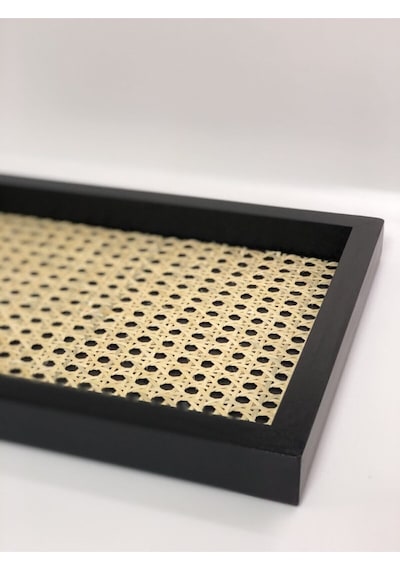 Rattan Hazeran Tepsi Siyah Dikdörtgen %100 Doğal Hazeran M016