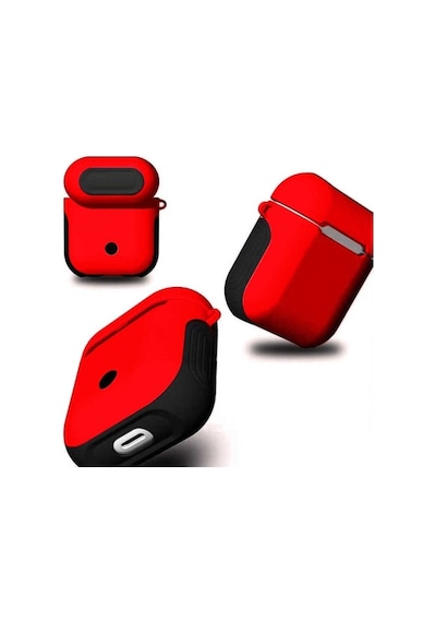 Apple Uyumlu AirPods Kılıf Zore Shockproof Silikon, Kırmızı