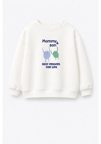 Monila Erkek Çocuk Pamuklu Bisiklet Yaka Slogan Baskılı T-shirt Ekru