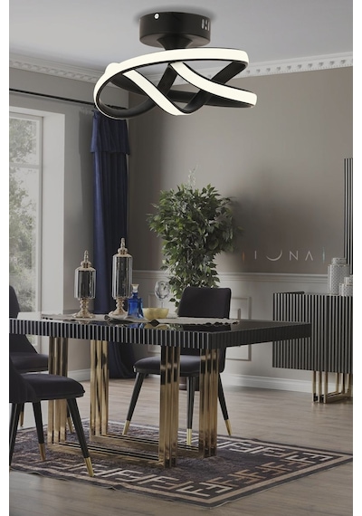 Vino Riserva Model Siyah Renk Metal Salon Mutfak Oturma Yatak Odası Modern Led Plafonyer Avize Gold