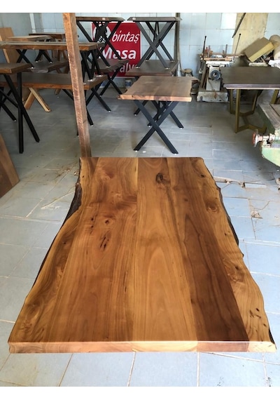 Bintaşmobilya Ceviz Ağacı Kütük Masa Üstü Tablası 120X80.Cm