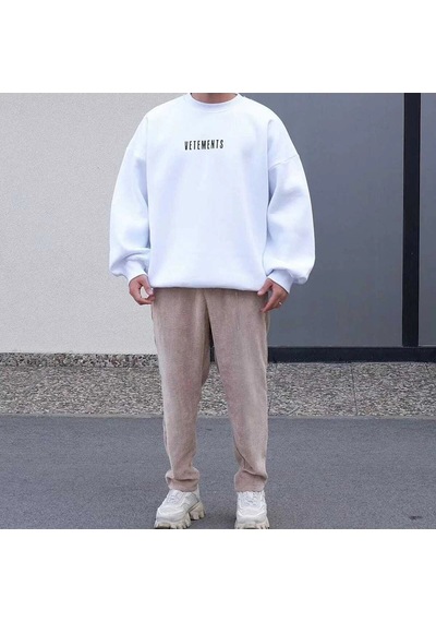 Startmore Adrift Vetements Renkli Oversize Bisiklet Yaka Pamuklu Sweatshirt Beyaz Beyaz