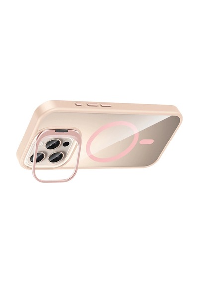 Joko Apple İphone 16 Pro Max Remim Lensli Magsafe Standlı Kapak - Pembe 0.2M-Çok Renkli