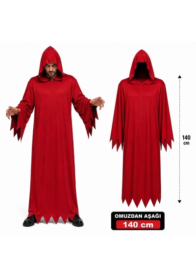 Yetişkin Kırmızı Kapüşonlu Cellat Hayalet Kostümü 140 Cm 5691