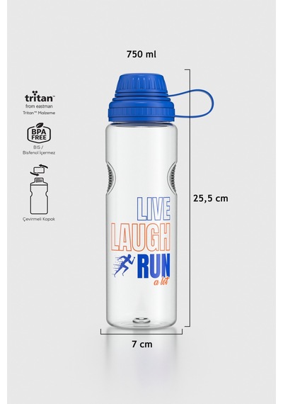 Renga Ege Yazı Desenli 750 Ml Tritan Matara 912067 Mavi MAvi