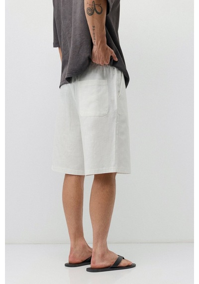 Vamos Basic Oversize Keten Şort Ekru