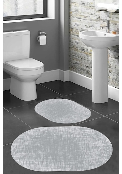 Eliana Home Dijital Baskı 2'li Banyo Paspas Takımı Lna5-hs180 100x60 Ve 60x50 Cm Gri