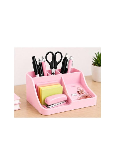 Masa Üstü Kalemlik Organizer 3d Baskı Şık Tasarım Çalışma Masası Organizer 17x13 Cm Pembe Pembe