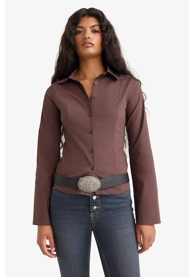 Defacto Fitted Poplin Uzun Kollu Gömlek F9434ax25aubn267 Kahve