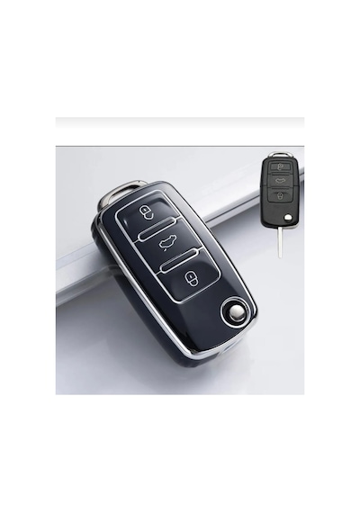 Gma Keys Vw Tiguan Jetta Golf 5 Golf 6 Scirocco Polo Caddy Transporter Nano Anahtar Kılıfı Siyah Gümüş Renk