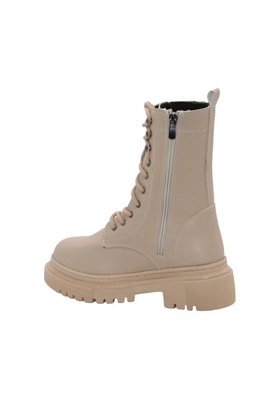 Mergenshoes B308 Ten Fermuarlı Bağcıklı Kadın Bot Ten