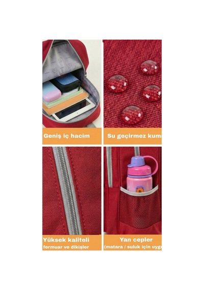 Lisanslı Okul Çantası Set Sırt Çantası, Beslenme Çantası Ve Kırmızı
