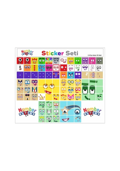 Number Blocks Matematik Eğitici Birim Küp Snapcubes /0-50 Mega Paket Sticker 90 Pcs