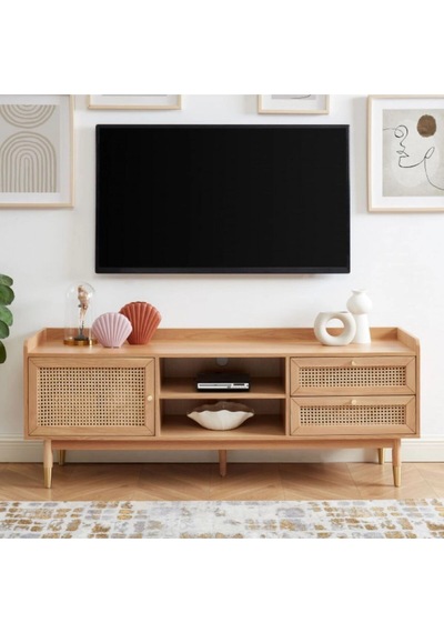 Solé Rattan Tv Ünitesi Masif Ahşap Natural