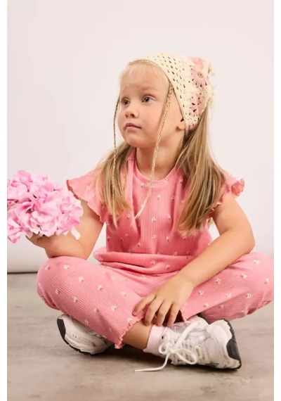 Defacto Çiçekli Fitilli 2li Mercan Takım Kız Bebek I0771a526aupn634 Pembe-pn634