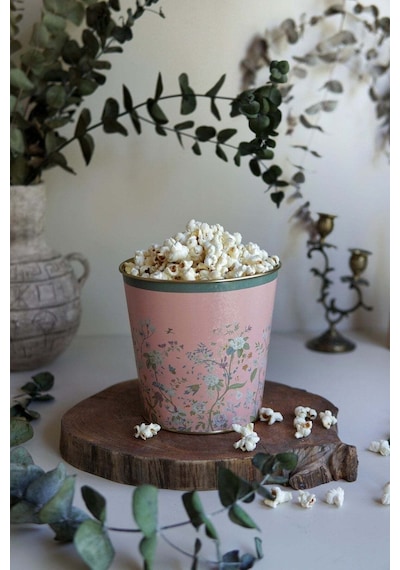 Flora Desenli Mısır Kovası, Popcorn Kovası, 17,5 X 17 Cm, 2,6 Lt