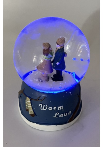 Warm Love Işıklı Kar Küresi Küçük Boy Lacivert