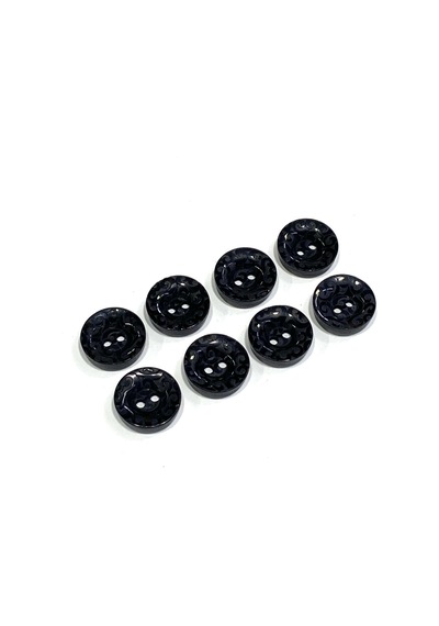 Hırka Yelek Düğmesi / Desenli Üstten Delikli / Siyah / 1,7 Cm / 8 Li Set