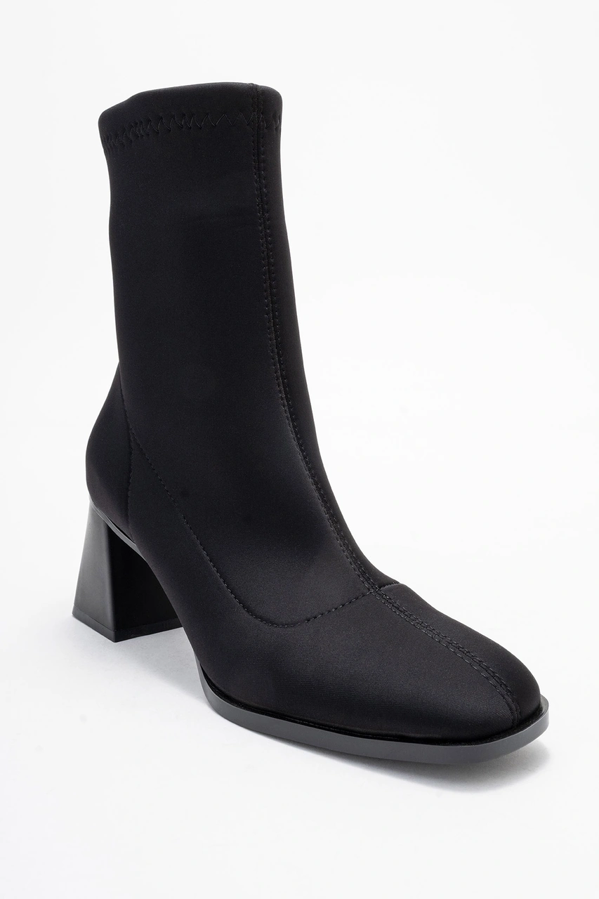 Luvishoes Luvi Shoes Plesa Siyah Scuba Kadın Kalın Topuklu Bot Siyah Nice
