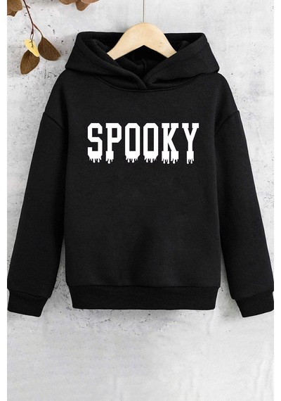 Uyguntarz Çocuk Spooky Baskılı Sweatshirt Siyah