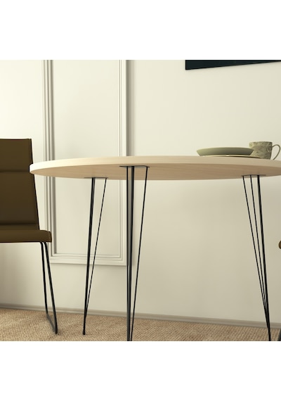 Pasific Home Sandalf Metal Ayaklı Yuvarlak Mutfak Masası Meşe