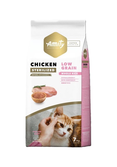 Amity Super Premium Tavuklu Düşük Tahıllı Kısırlaştırılmış Yetişkin Kedi Maması 7 Kg