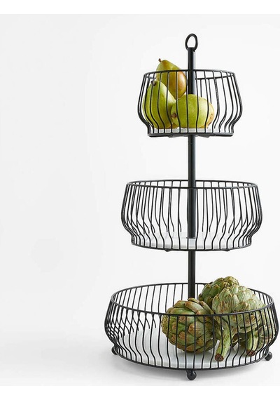 Crate & Barrel Cora Siyah 3 Katlı Meyve Sepeti Saklama Kapları Çok Renkli