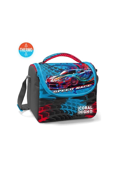 Coral High Kids Gri Mavi Yarış Arabası Desenli Thermo Beslenme Çantası 11885